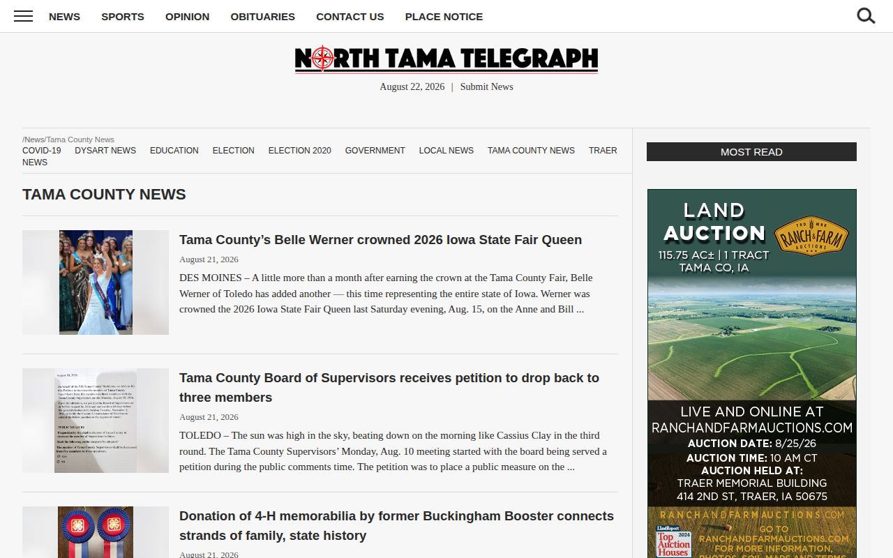 North Tama Telegraph Tama County crime and local news page